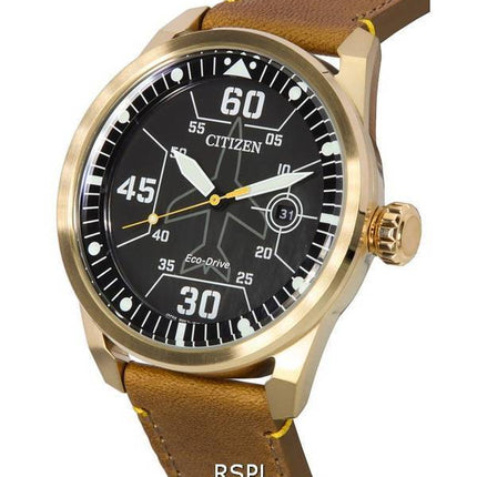 Citizen Avion Black Dial Leather Strap Eco-Drive AW1733-09E 100M Men's Watch