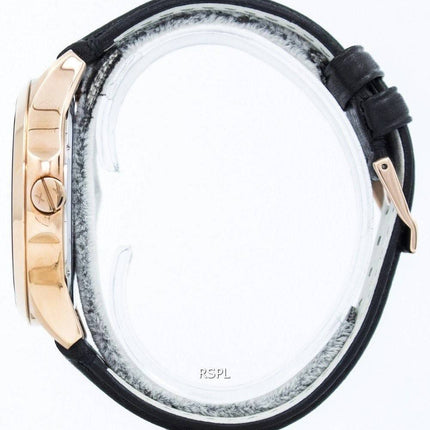 Armani Exchange Rose Gold Black Dial Leather Strap AX2129 Mens Watch