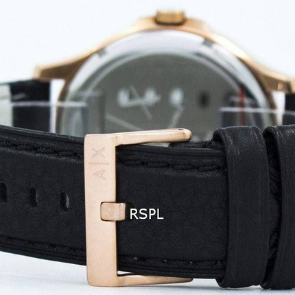Armani Exchange Rose Gold Black Dial Leather Strap AX2129 Mens Watch