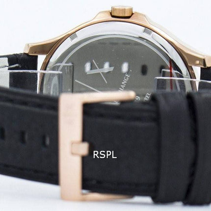 Armani Exchange Rose Gold Black Dial Leather Strap AX2129 Mens Watch