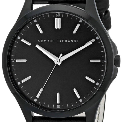 Armani Exchange Quartz Black Dial Black Leather Strap AX2148 Men's Watch