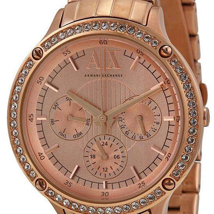 Armani Exchange Rose Gold Dial Crystals AX5406 Ladies Watch