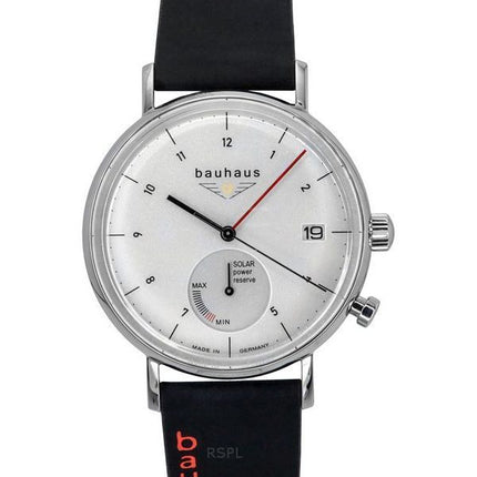 Bauhaus Classic Black Leather Strap White Dial Solar 21121 Men's Watch