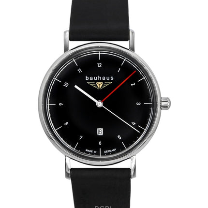Bauhaus Classic Leather Strap Black Dial Quartz 21402 Men's Watch