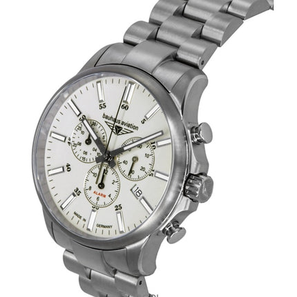 Bauhaus Aviation Chronograph Titanium Beige Dial Quartz 2880M5 100M Men's Watch