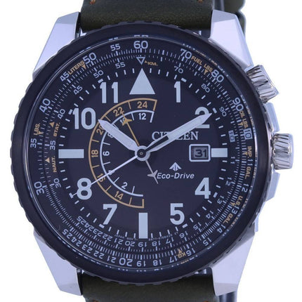 Citizen Promaster Nighthawk Black Dial Leather Strap Eco-Drive Diver's BJ7138-04E 200M Men's Watch