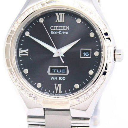 Citizen Diamond Accents Black Dial Stainless Steel Eco-Drive BM5010-51E Men's Watch