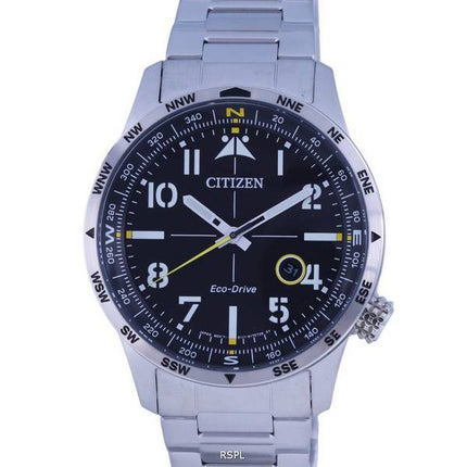 Citizen Aviator Eco-Drive Stainless Steel Black Dial BM7550-87E 100M Mens Watch