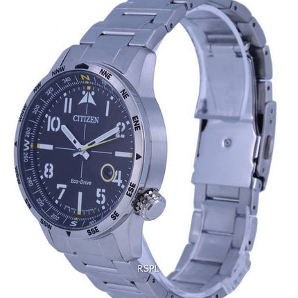 Citizen Aviator Eco-Drive Stainless Steel Black Dial BM7550-87E 100M Mens Watch