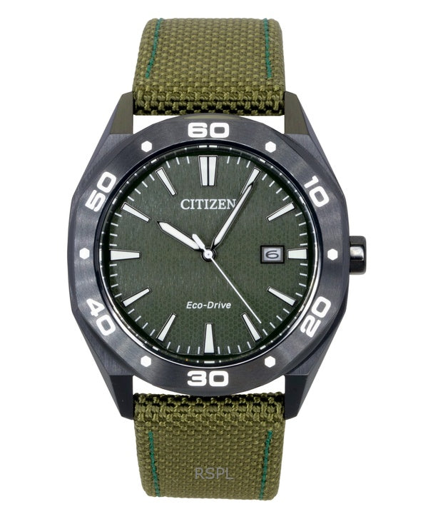 Citizen Eco-Drive Active Sport Nylon Strap Green Dial BM7635-01X 100M Men's Watch