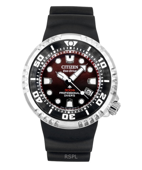 Citizen Promaster Polyurethane Strap Red Dial Eco-Drive Diver's BN1024-01Z 300M Men's Watch
