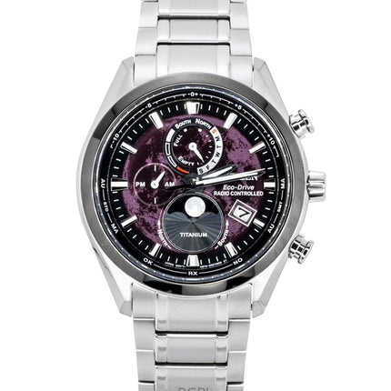 Citizen Tsuki-Yomi Radio-Controlled Moon Phase Super Titanium Red Dial Eco Drive BY1018-80X 100M Men's Watch