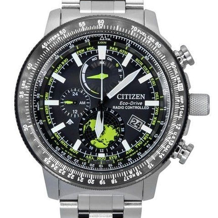 Citizen Promaster Geo Trekker Stainless Steel Black Dial Eco-Drive BY3006-53E 200M Mens Pilot Watch