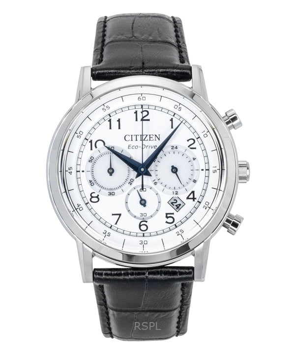 Citizen Eco-Drive Chronograph Leather Strap White Dial CA4630-02A Men's Watch