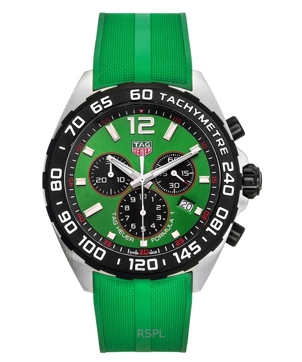 Tag Heuer Formula 1 Chronograph Rubber Strap Green Dial Quartz Diver's CAZ101AP.FT8056 200M Men's Watch