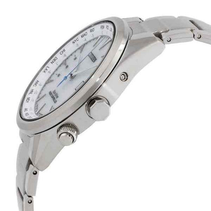 Citizen Eco-Drive Perpetual Radio-Controlled GMT Stainless Steel White Dial CB0270-87A 100M Mens Watch