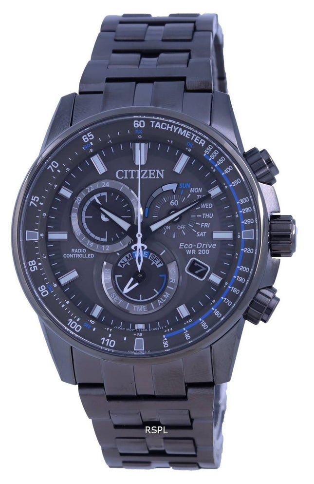Citizen PCAT Black Dial Radio Controlled Chronograph Atomic Eco-Drive CB5887-55H 200M Mens Watch