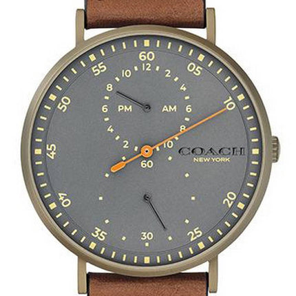 Coach Charles Grey Dial Leather Strap Quartz 14602474 Mens Watch