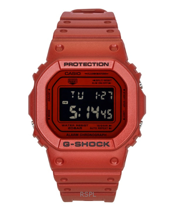 Casio G-Shock Digital Red Bio-Based Resin Strap Quartz DW-5600RRB-4 200M Men's Watch