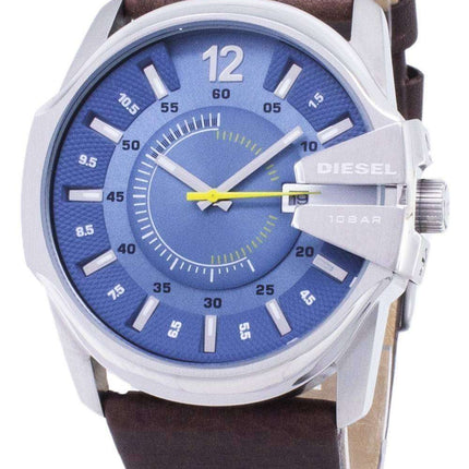 Diesel Mega Chief Quartz Blue Dial Brown Leather DZ1399 Men's Watch