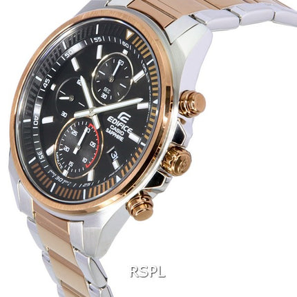 Casio Edifice Black Dial Two Tone Quartz EFR-S572GS-1A EFRS572GS-1 100M Men's Watch