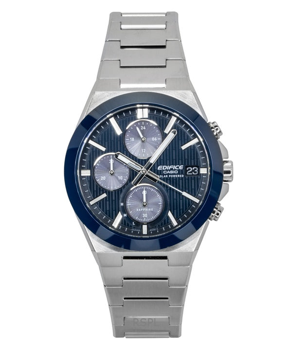 Casio Edifice Analog Chronograph Stainless Steel Blue Dial Solar EFS-S650D-2A 100M Men's Watch