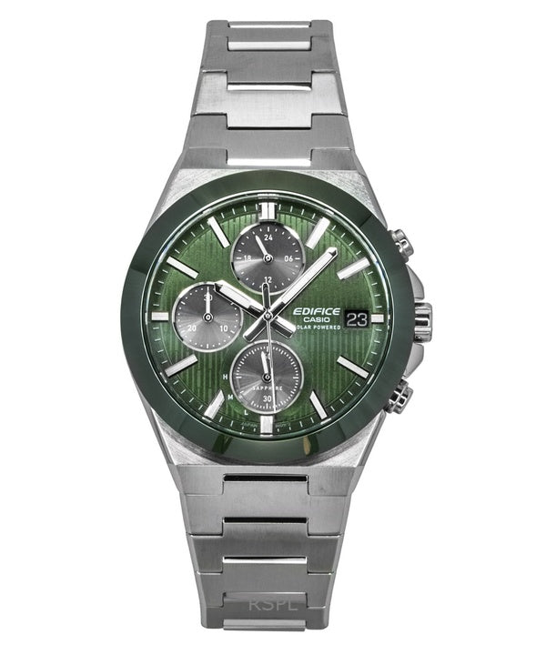 Casio Edifice Analog Chronograph Stainless Steel Green Dial Solar EFS-S650D-3A 100M Men's Watch