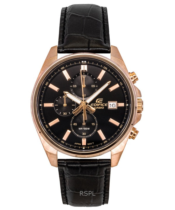 Casio Edifice Analog Standard Chronograph Leather Strap Black Dial Quartz EFV-610ECL-1A 100M Men's Watch