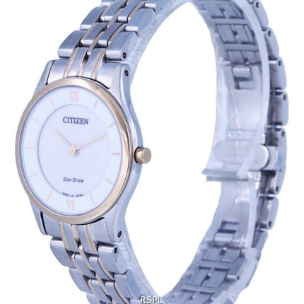 Citizen Analog Two Tone Stainless Steel White Dial Eco-Drive EG3224-57A Womens Watch