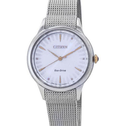 Citizen L Series Eco-Drive Stainless Steel Mesh Silver Dial EM0814-83A Men's Watch