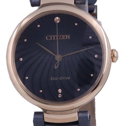 Citizen Black Dial Gold Tone Stainless Steel Eco-Drive EM0853-14H Womens Watch