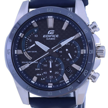 Casio Edifice Chronograph Leather Strap Solar EQS-930BL-2A EQS930BL-2 100M Mens Watch