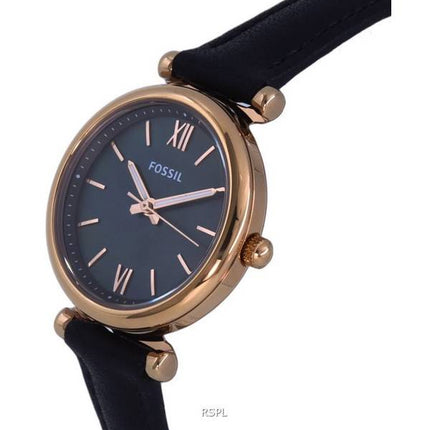 Fossil Carlie Mini Leather Black Mother Of Pearl Dial Quartz ES4700 Womens Watch