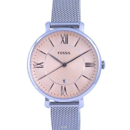Fossil Jacqueline Stainless Steel Mesh Pink Dial Quartz ES5089 Womens Watch