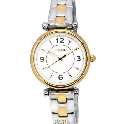 Fossil Carlie Two Tone Stainless Steel Silver Dial Quartz ES5201 Women's Watch