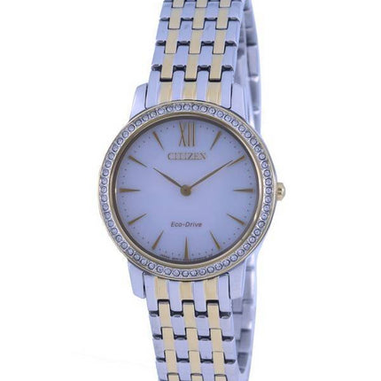 Citizen Elegance Crystal Accents Two Tone Stainless Steel Eco-Drive EX1484-81A Women's Watch