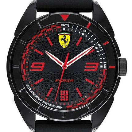 Ferrari Scuderia Forza Black Dial Silicon Band Quartz 0830515 Mens Watch