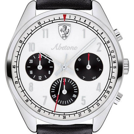 Ferrari Scuderia Abetone White Dial Leather Strap Quartz 0830569 Mens Watch