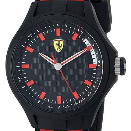 Ferrari Scuderia Pilota Evo Black Dial Leather Strap Quartz 0830712 Mens Watch