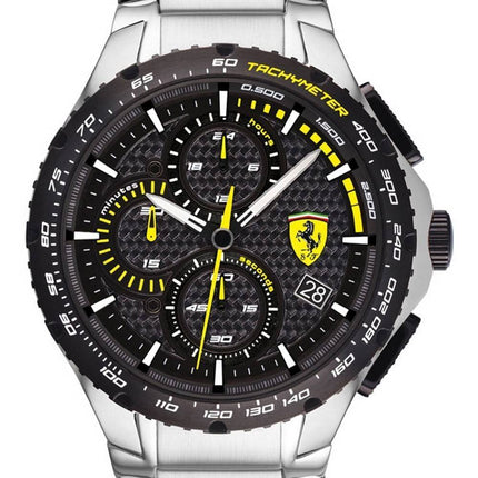 Ferrari Scuderia Pista Chronograph Black Dial Stainless Steel Quartz 0830729 Mens Watch