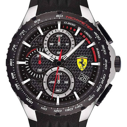 Ferrari Scuderia Pista Chronograph Black Dial Silicon Band Quartz 0830732 Mens Watch
