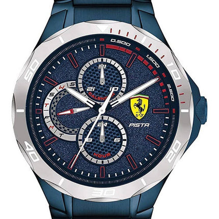Ferrari Scuderia Pista Blue Dial Stainless Steel Quartz 0830759 Mens Watch