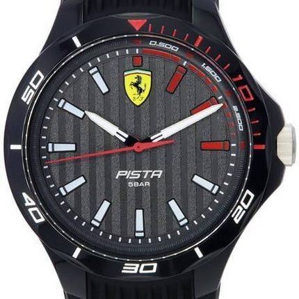 Scuderia Ferrari Pista Silicone Strap Black Dial Quartz 0830780 Men's Watch