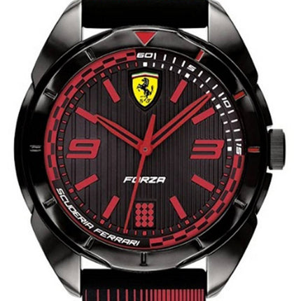 Ferrari Scuderia Forza Black Dial Silicon Band Quartz 0840034 Mens Watch