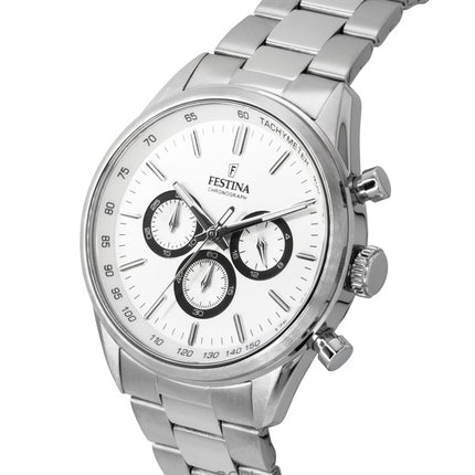 Festina Timeless Chronograph Stainless Steel White Dial Quartz F16820-Q Men's Watch