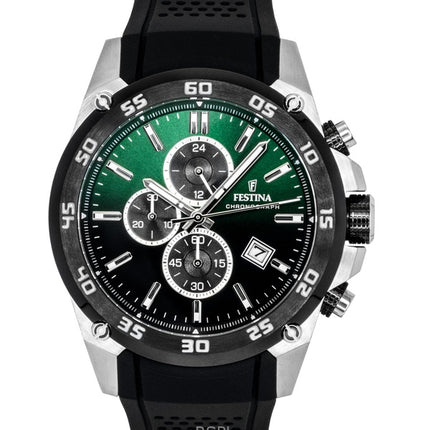 Festina The Originals Chronograph Rubber Strap Green Dial Quartz F20330-B 100M Men's Watch