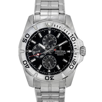 Festina Multifunction Stainless Steel Black Dial Quartz F20445-3 100M Men's Watch