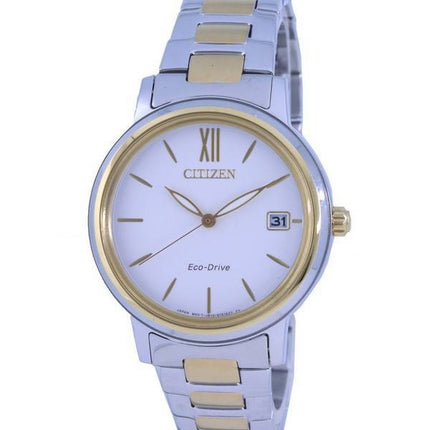 Citizen White Dial Two Tone Stainless Steel Eco-Drive FE6094-84A Women's Watch