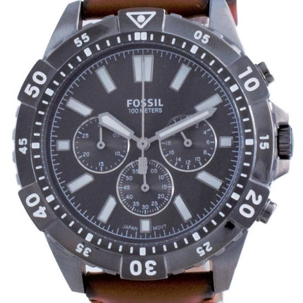 Fossil Garrett Chronograph Black Dial Leather Quartz FS5770 100M Mens Watch