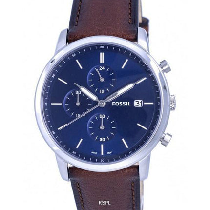 Fossil Minimalist Chronograph Leather Blue Dial Quartz FS5850 Mens Watch